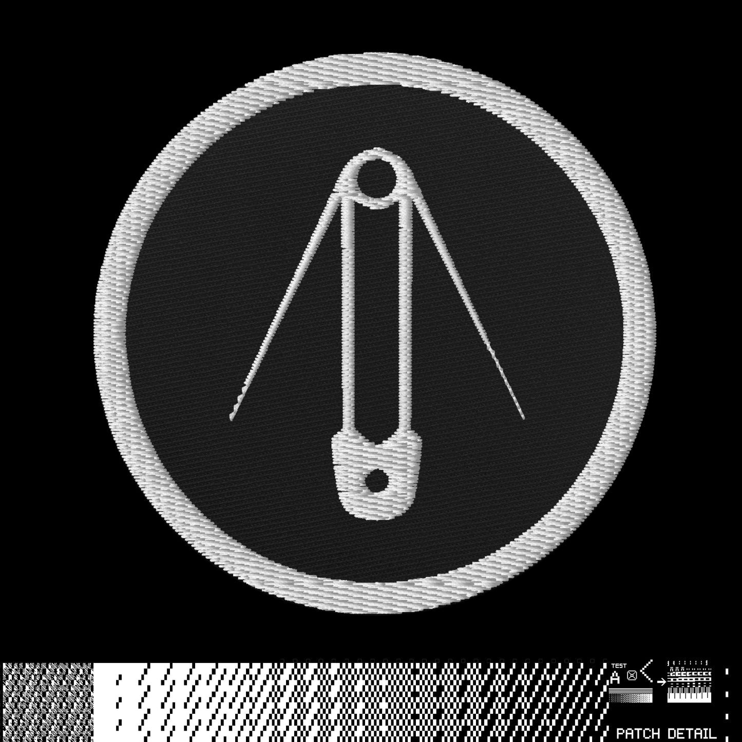 PATCH, SAFETY PIN, EMBROIDERED, IRON ON