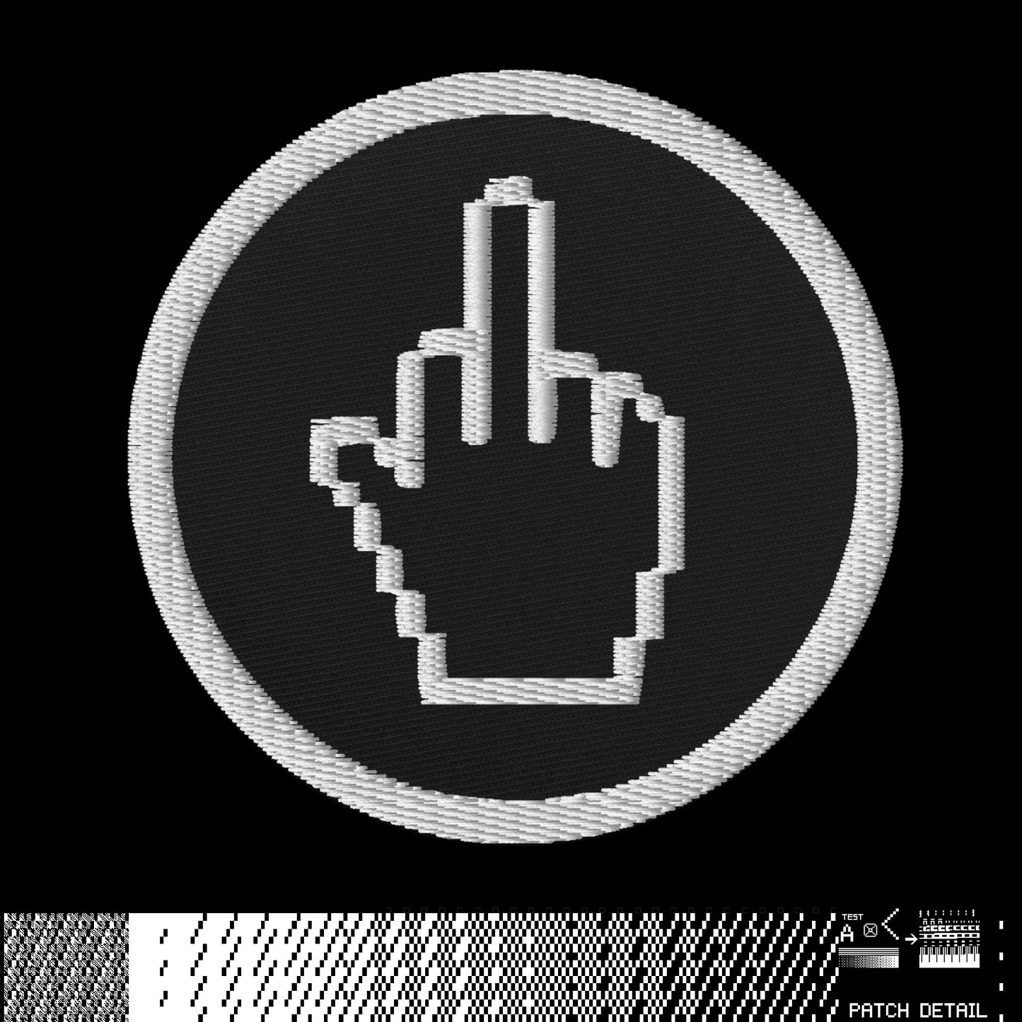 IRON ON PATCH, MIDDLE FINGER, EMBROIDERED,